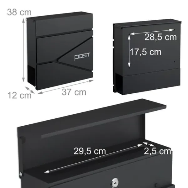 Outlet Postkasse med avisindkast, 38x37x12 cm, metal Postkasser & Brevindkast