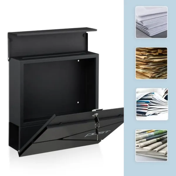 Outlet Postkasse med avisindkast, 38x37x12 cm, metal Postkasser & Brevindkast