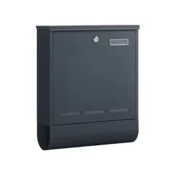 Postkasser & Brevindkast^Postkasse med avisrum og navneskilt, antracit, 35 x 12 x 42,5 cm