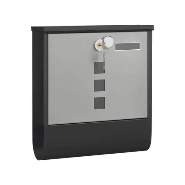 Postkasser & Brevindkast^Postkasse med avisrum og navneskiltholder, 30,5 x 9,5 x 33,3 cm