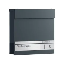 Postkasser & Brevindkast^Postkasse med navneskilt og lås 10,5 x 37 x 37 cm antracitgrå