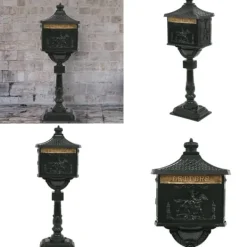 Online Postkasse med piedestal aluminium vintagestil rustbestandig grøn - Postkasse Med Piedestal - Postkasser Med Piedestaler - Home & Living Postkasser & Brevindkast