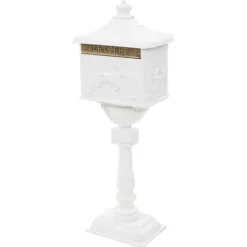 Best Postkasse med piedestal i vintagestil - Rustbestandig aluminium | Farve: Hvid Postkasser & Brevindkast
