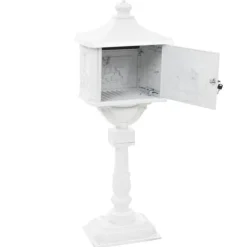Best Postkasse med piedestal i vintagestil - Rustbestandig aluminium | Farve: Hvid Postkasser & Brevindkast