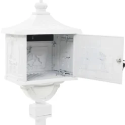 Best Postkasse med piedestal i vintagestil - Rustbestandig aluminium | Farve: Hvid Postkasser & Brevindkast