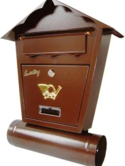 Postkasser & Brevindkast^POSTKASSE MED RØR SD2T BRUN - SKL SD2T 878