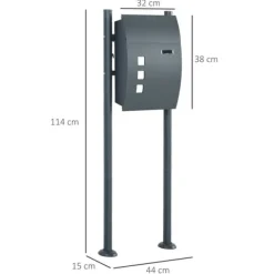 New Postkasse med stativ og avisrum, 44x15x114 cm, antracit Postkasser & Brevindkast