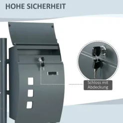 New Postkasse med stativ og avisrum, 44x15x114 cm, antracit Postkasser & Brevindkast