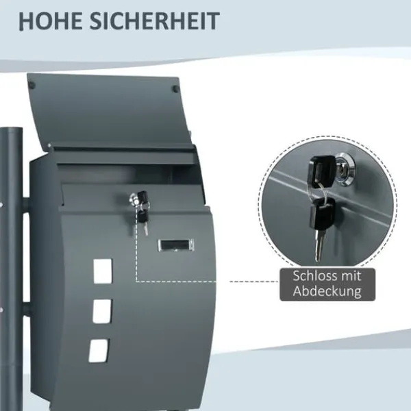 New Postkasse med stativ og avisrum, 44x15x114 cm, antracit Postkasser & Brevindkast