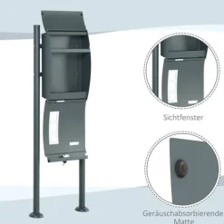 New Postkasse med stativ og avisrum, 44x15x114 cm, antracit Postkasser & Brevindkast