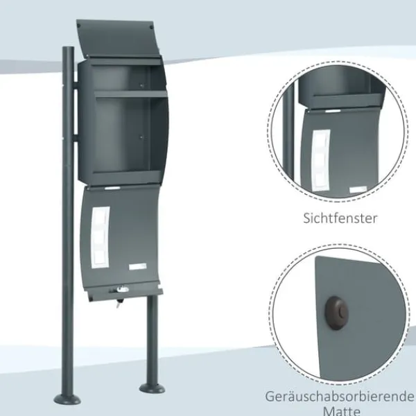 New Postkasse med stativ og avisrum, 44x15x114 cm, antracit Postkasser & Brevindkast