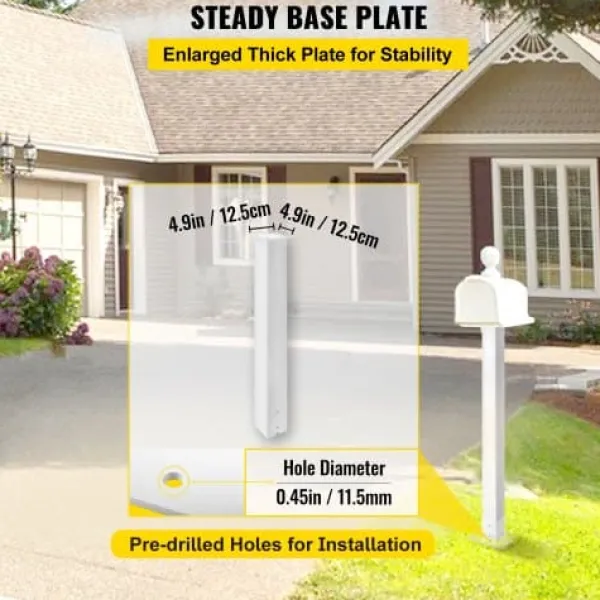 Discount Postkasse Stander, 109,5 cm Højde, 12,5x12,5 cm Base, Hvid, Stål Postkasser & Brevindkast