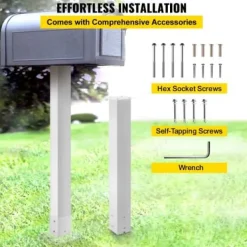 Discount Postkasse Stander, 109,5 cm Højde, 12,5x12,5 cm Base, Hvid, Stål Postkasser & Brevindkast