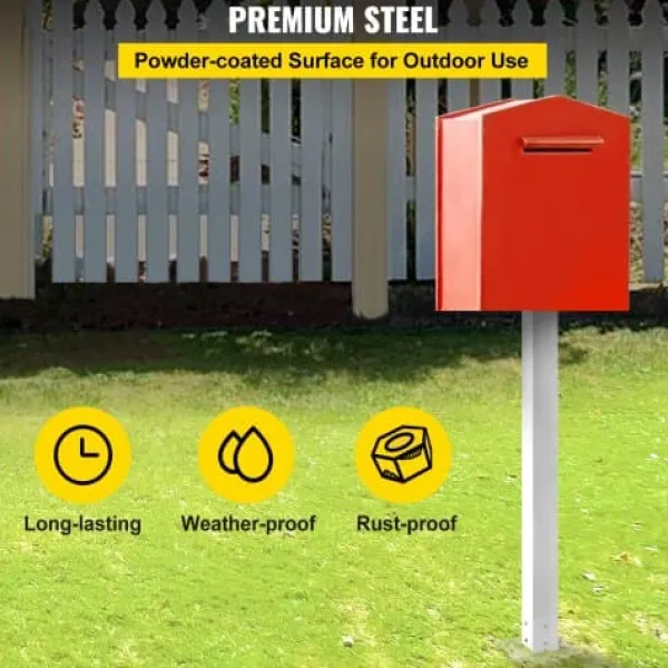 Discount Postkasse Stander, 109,5 cm Højde, 12,5x12,5 cm Base, Hvid, Stål Postkasser & Brevindkast