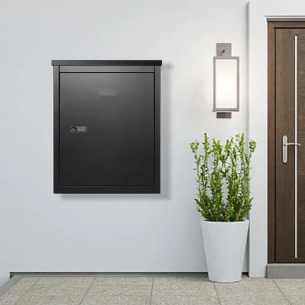 Sale Postkasse til pakkelevering, 15,4" x 10,6" x 20,5", vægmonteret i galvaniseret stål med kodelås, tyverisikring og IPX3 vandtæt. Postkasser & Brevindkast