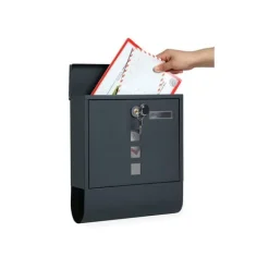 Hot Postkasse, væghængt postkasse, lås med kobberkerne, avisholder, vinduer og navneskilt, nem at installere, antracitgrå GMB20AG Postkasser & Brevindkast