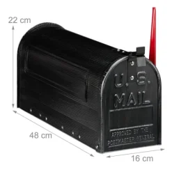 Postkasser & Brevindkast^Postkasse, Vintage US-stil, 22x16x48 cm, Sort