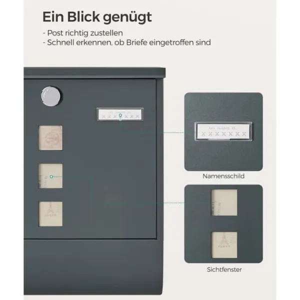 Sale Postkasse, 11x37x37 cm, Antracit Postkasser & Brevindkast