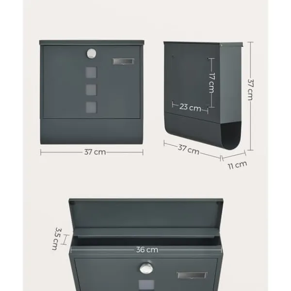 Sale Postkasse, 11x37x37 cm, Antracit Postkasser & Brevindkast