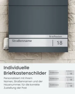 Postkasser & Brevindkast^Postkasse, 10,5x37x37 cm, Antracitgrå
