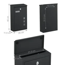 Postkasser & Brevindkast^Postkasse, 40x25x11,5 cm, jern