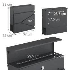 Postkasser & Brevindkast^Postkasse, 38x37x12 cm, Metal
