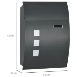 Postkasser & Brevindkast^Postkasse, 32x10x45 cm, Mørkegrå