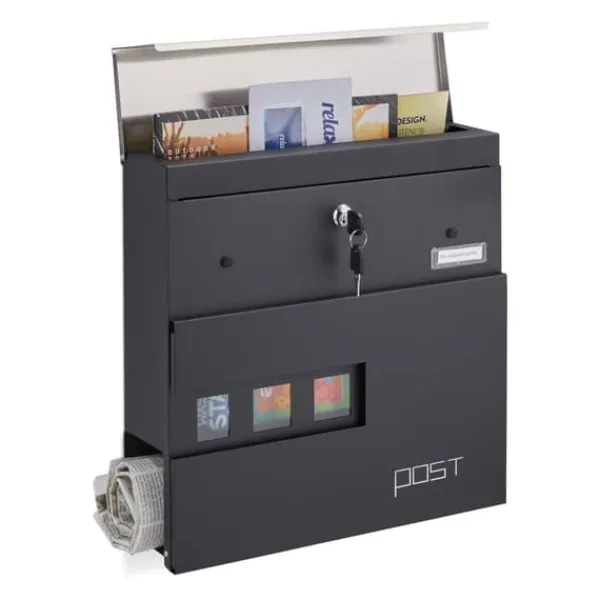 Postkasse, 37x37x11 cm, Sort Postkasser & Brevindkast