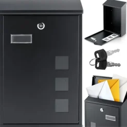 Sale Postkasse 39x25,5x12 cm sort HM-864 Postkasser & Brevindkast