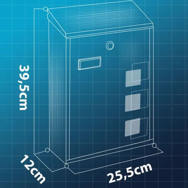 Sale Postkasse 39x25,5x12 cm sort HM-864 Postkasser & Brevindkast