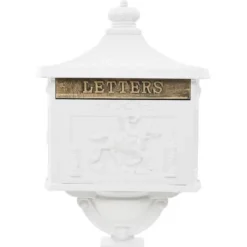 Postkasser & Brevindkast^Postkasser - Living postkasse med piedestal aluminium vintagestil rustbestandig hvid