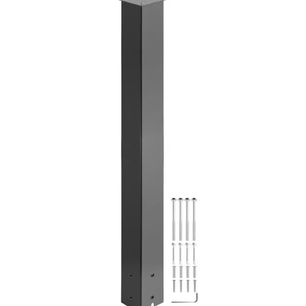 Clearance Postkassestolpe, 43" høj, sort pulverlakeret stativ af Q235 stål. Universel overflademonteret stolpe til udendørs postkasser. Postkasser & Brevindkast