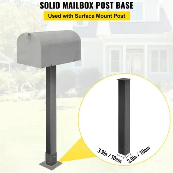 Clearance Postkassestolpe, 43" høj, sort pulverlakeret stativ af Q235 stål. Universel overflademonteret stolpe til udendørs postkasser. Postkasser & Brevindkast