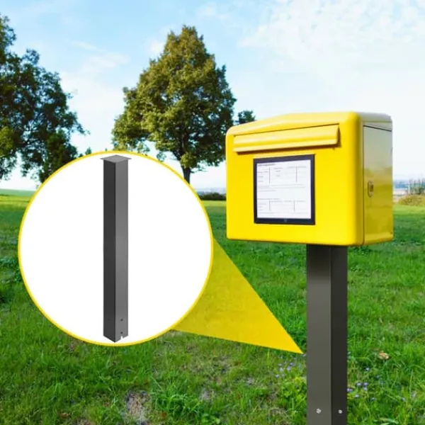 Clearance Postkassestolpe, 43" høj, sort pulverlakeret stativ af Q235 stål. Universel overflademonteret stolpe til udendørs postkasser. Postkasser & Brevindkast