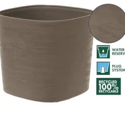 Krukker & Plantebeholdere^Potte med vandreserve - GARDEN ID Respect - Taupe 40 x 40 cm - 100% husholdningsaffald - 100% genanvendelig - Struktureret overflade.
