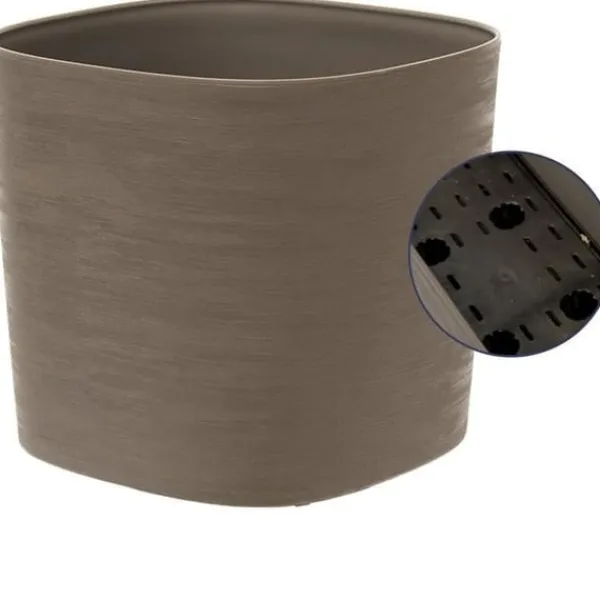 Krukker & Plantebeholdere^Potte med vandreserve - GARDEN ID Respect - Taupe 40 x 40 cm - 100% husholdningsaffald - 100% genanvendelig - Struktureret overflade.