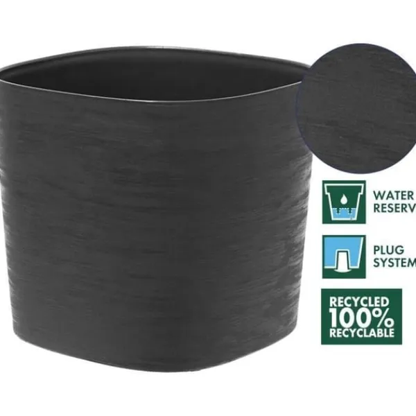 Krukker & Plantebeholdere^Potte med vandreserve - GARDEN ID Respect - Sort-Ant 20 x 20 cm - 100% husholdningsaffald - 100% genanvendelig - Struktureret overflade.