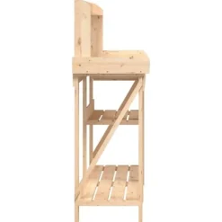 Sale Pottebord i massivt fyrretræ med hylder - Robust og slidstærkt | Farve: Natur | Størrelse: 120x60x90 cm Plantningsbænke
