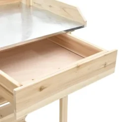 Sale Pottebord i massivt fyrretræ med hylder - Robust og slidstærkt | Farve: Natur | Størrelse: 120x60x90 cm Plantningsbænke