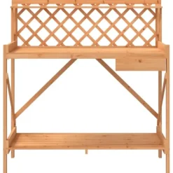 Plantningsbænke^Pottebord med espalier i massivt fyrretræ | Farve: Brun | Størrelse: Standard