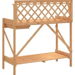Plantningsbænke^Pottebord med espalier i massivt fyrretræ | Farve: Brun | Størrelse: Standard