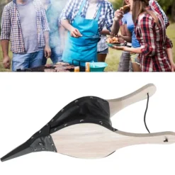 Tilbehør Til Brændeovne & Pejse^Öppen spisbälg Manuell drift Hållbar massivträ värmebeständigt läder Ofta använd eldblåsare för BBQ Camping eldstad