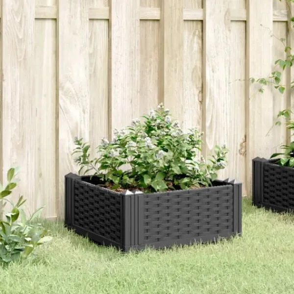 Krukker & Plantebeholdere^Praktisk plantekasse med spyd - Slidstærkt polypropylene | Farve: Sort | Størrelse: 42,5x42,5x28,5 cm
