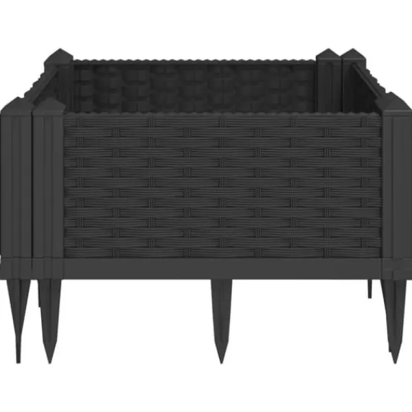 Krukker & Plantebeholdere^Praktisk plantekasse med spyd - Slidstærkt polypropylene | Farve: Sort | Størrelse: 42,5x42,5x28,5 cm