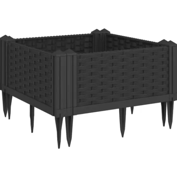 Krukker & Plantebeholdere^Praktisk plantekasse med spyd - Slidstærkt polypropylene | Farve: Sort | Størrelse: 42,5x42,5x28,5 cm