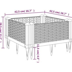 Krukker & Plantebeholdere^Praktisk plantekasse med spyd - Slidstærkt polypropylene | Farve: Sort | Størrelse: 42,5x42,5x28,5 cm