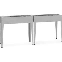 Krukker & Plantebeholdere^Praktiske plantekasser i galvaniseret stål - 2 stk. | Farve: Stål | Størrelse: 120x80x80 cm