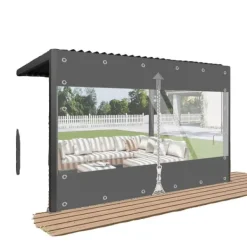 Buer, Spalier, Lysthuse Uden Tag^Presenning, Kraftig Vandtæt, Flammehæmmende,H2.4 x W2.1m, Mørk Grå