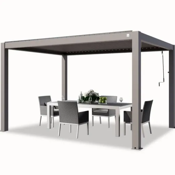 Buer, Spalier, Lysthuse Uden Tag^PRIMEYARD Pergola 3x4 m aluminiumsstolper med lameltag lavet af aluminium grå