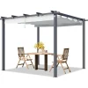 Buer, Spalier, Lysthuse Uden Tag^PRIMEYARD Pergola 3x3 m med skydetag stålkonstruktion grå